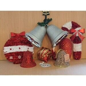 Large Christmas Ornaments Lot of 8 Holiday Tree Decorations Plastic